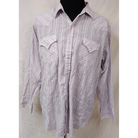Plains Western Wear Mens XL Bluish Grey Pearl Snap Long Sleeve Cowboy Shirt - Picture 1 of 10
